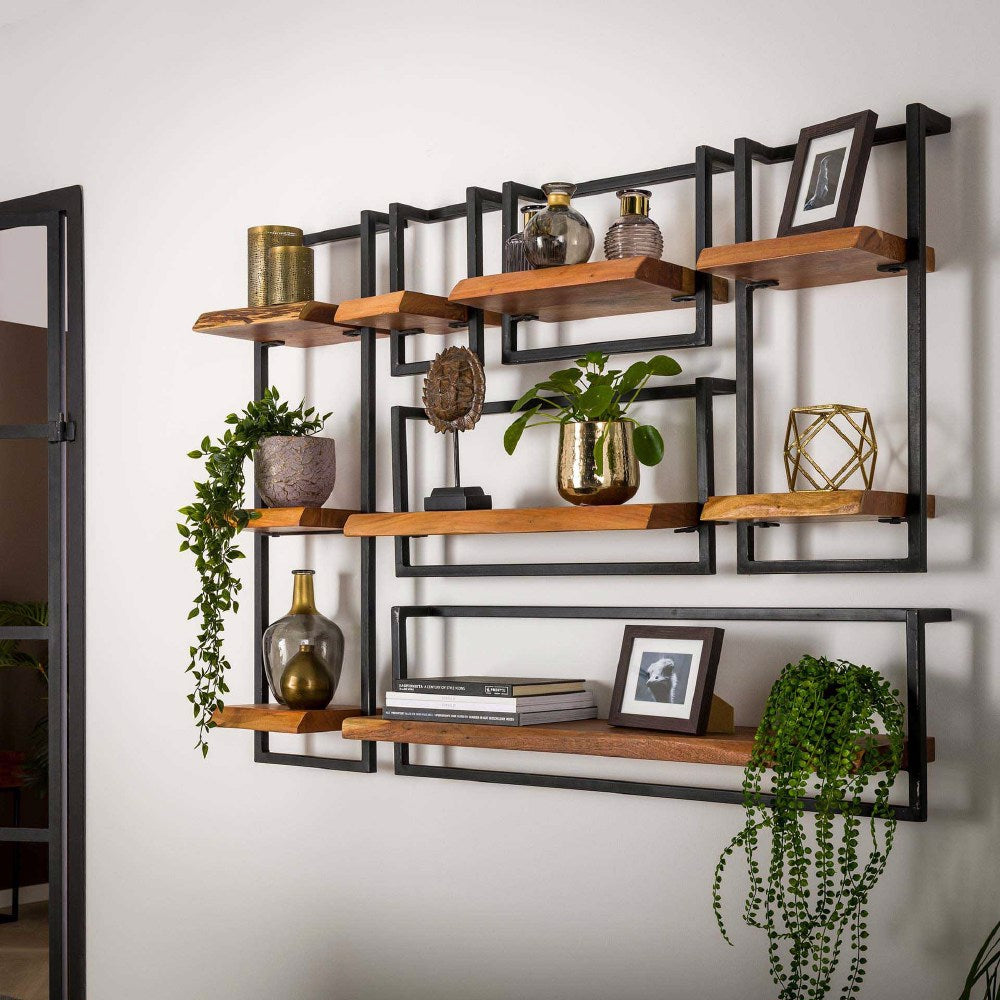 Wall Shelf Elio HomeHaven Brown LxBxH 104x36x13 Acacia wood Nnb