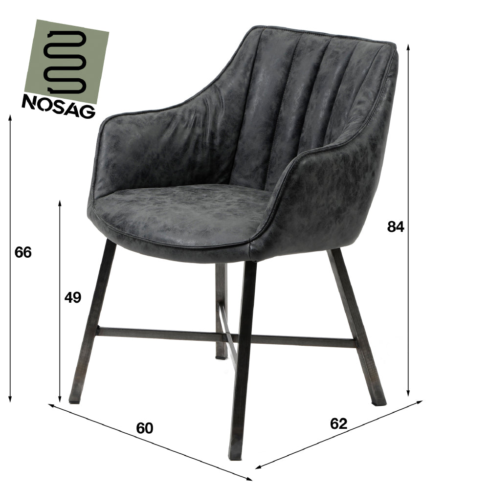 Dining Chair Luigi HomeHaven Black LxBxH 64x61x58 Artificial leather Nnb