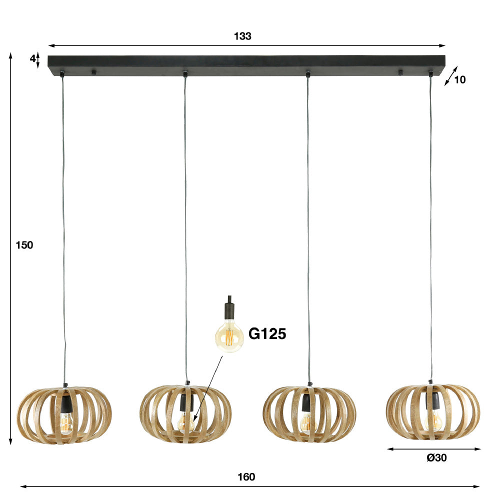 Pendant Light Joss HomeHaven Brown LxBxH 146x41x30 Mango wood Nnb