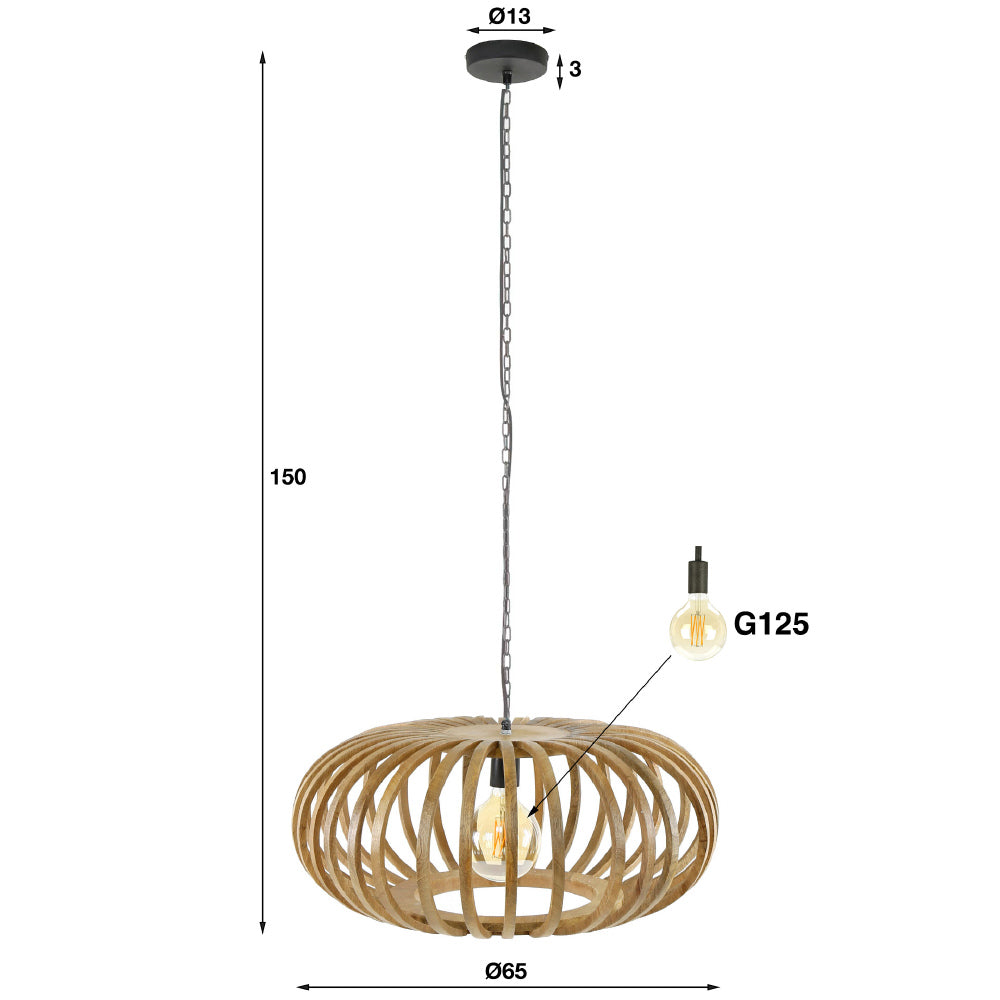Pendant Light Joss HomeHaven Brown LxBxH 79x79x41 Mango wood Nnb