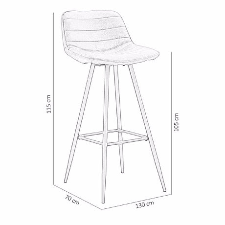 Bar Stool Jordan FavoFurn Anthracite LxBxH 84x54x49 Fabric Nnb