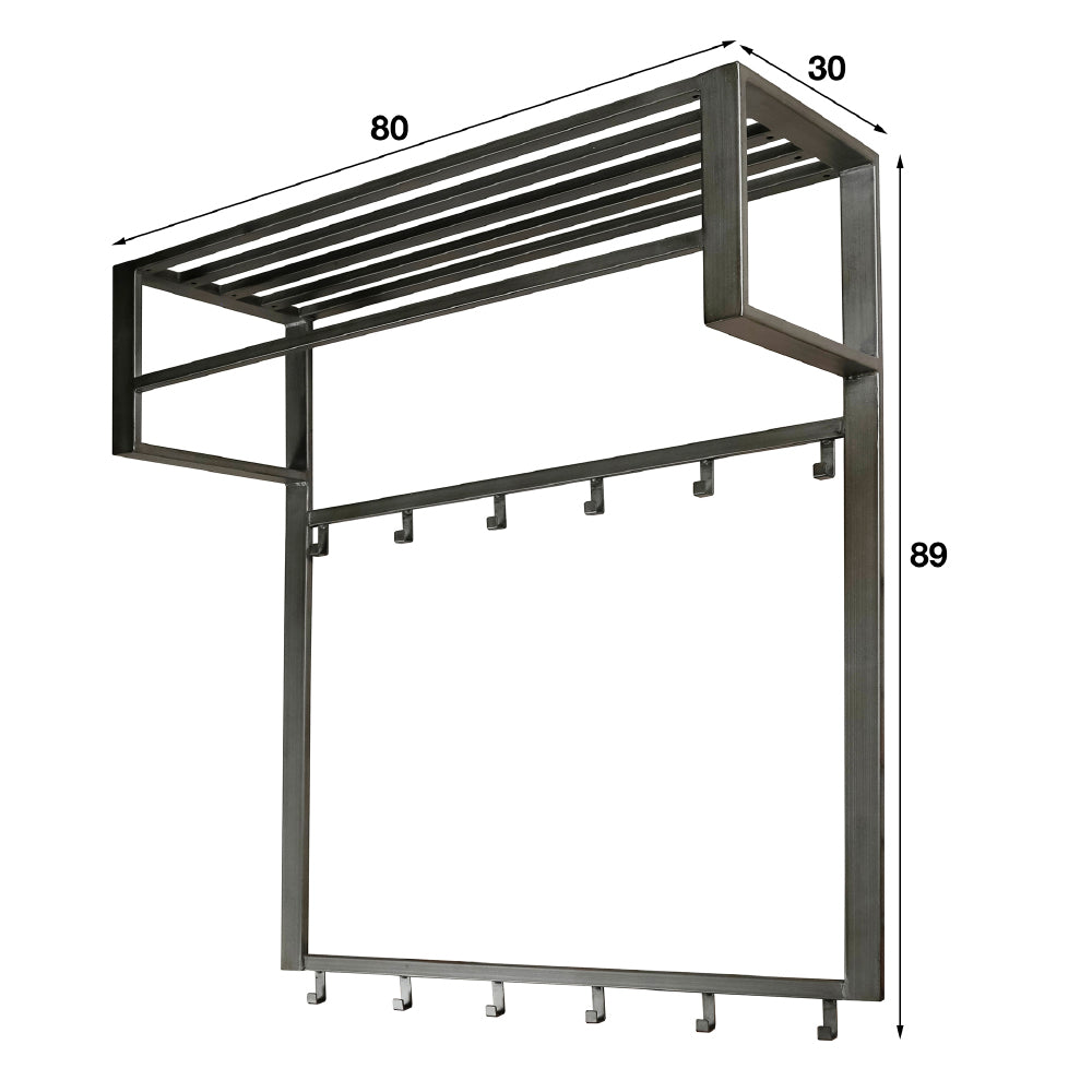 Coat Rack Kolby HomeHaven Grey LxBxH 90x83x37 Metal Nnb