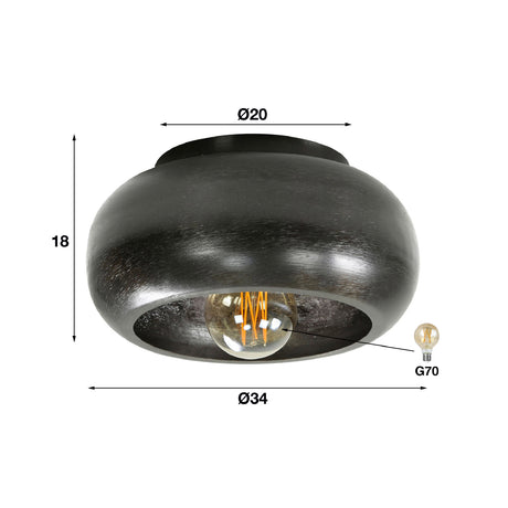 Ceiling Light Sherman HomeHaven Black LxBxH 34x34x18 Metal Nnb