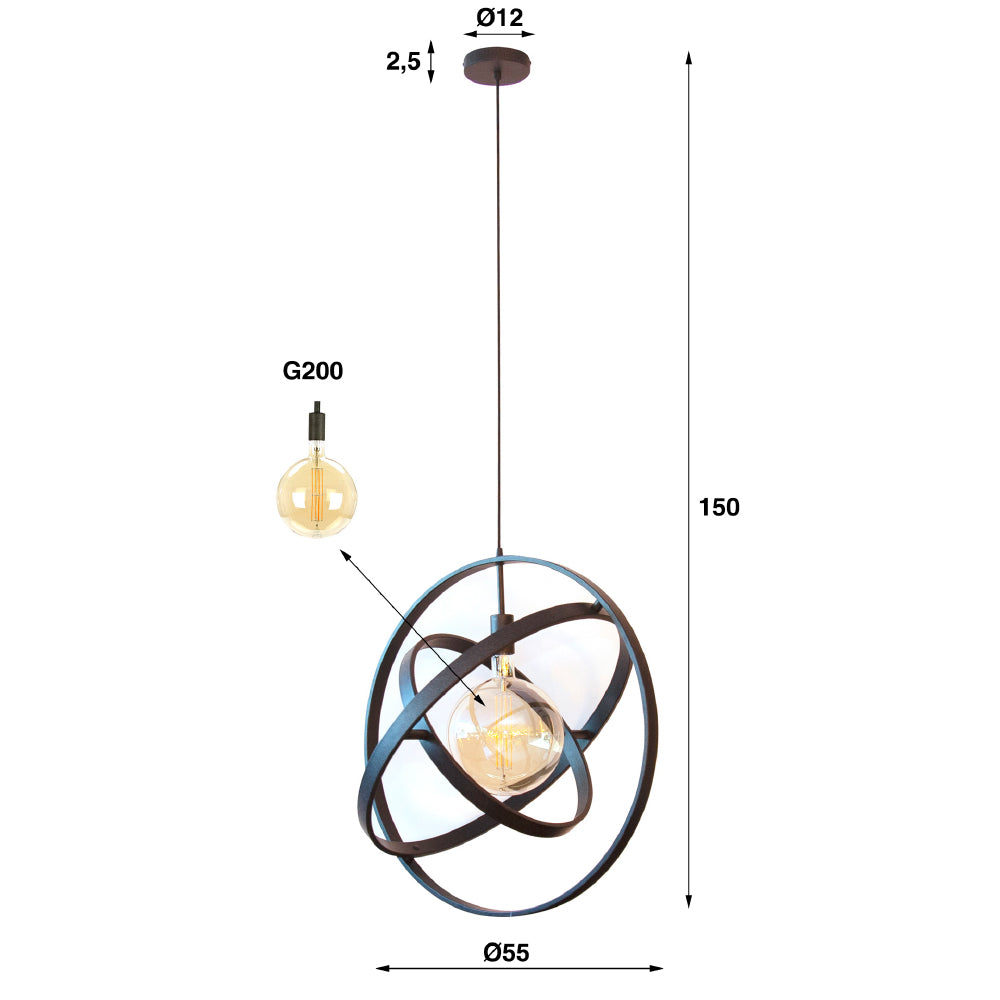 Pendant Light Neill HomeHaven Black LxBxH 67x67x17 Metal Nnb