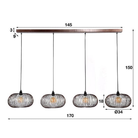 Pendant Light Hurley HomeHaven Black LxBxH 152x40x28 Metal Nnb
